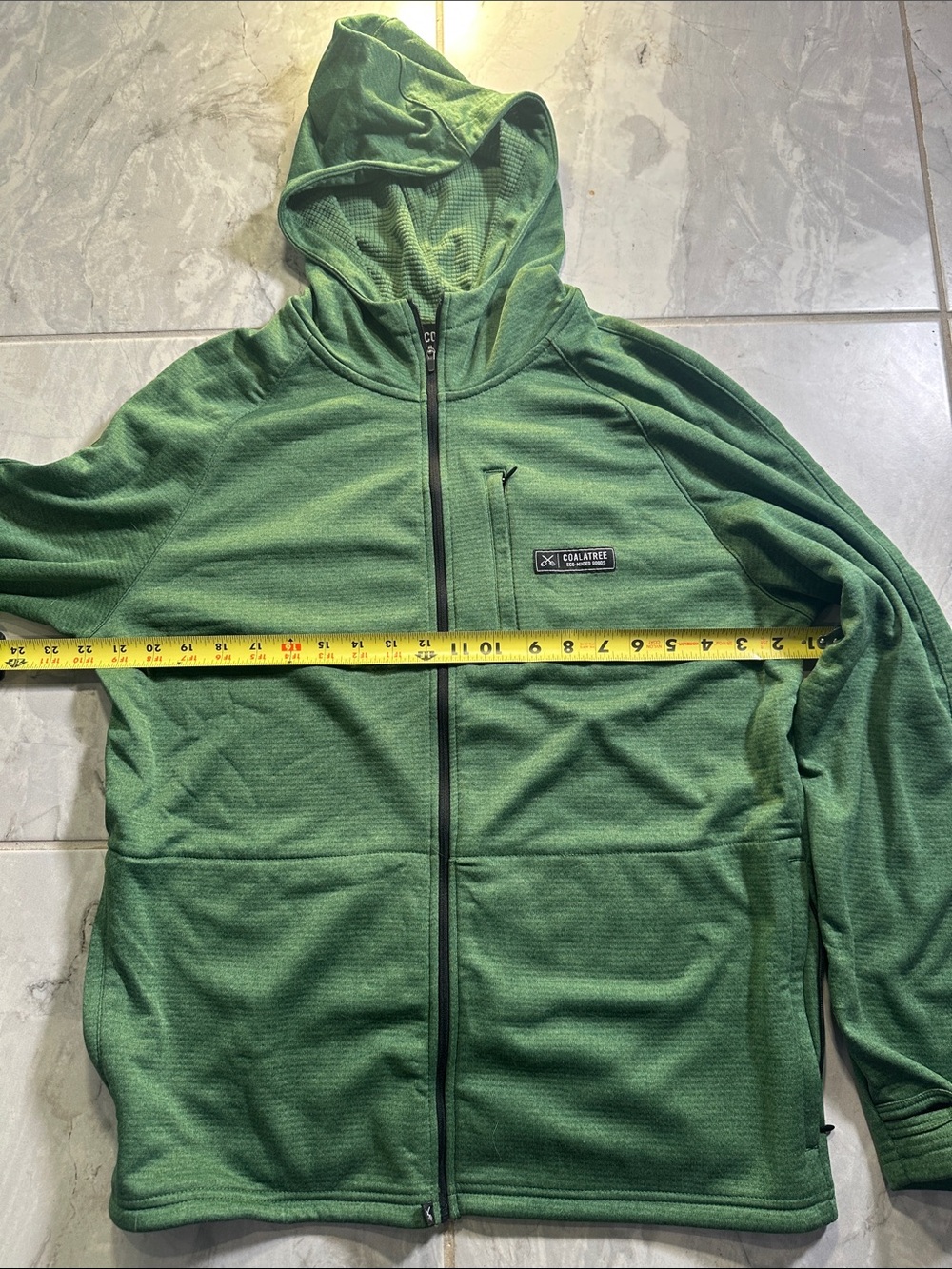 Men's Coalatree base coffee viscose Green Full-Zip Hooded Jacket medium